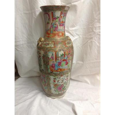Grand Vase De Chine, Porcelaine, Canton XIXème