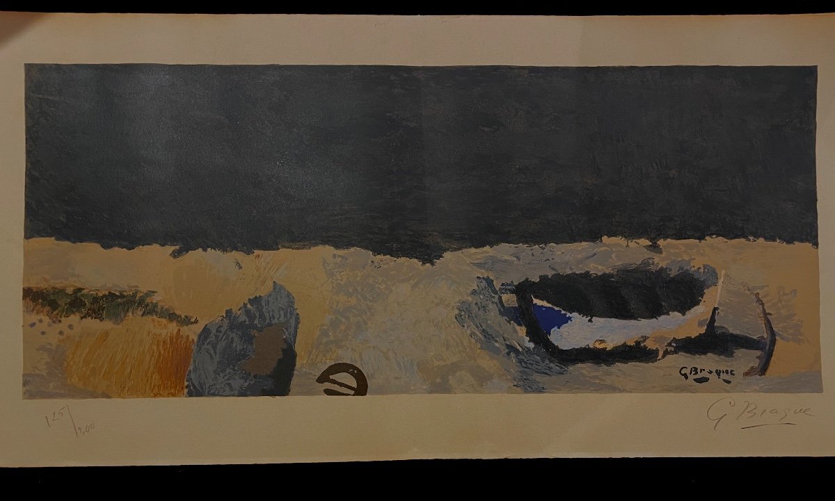Lithographie « barque Sur La Gréve « contresignée   Georges Braque 