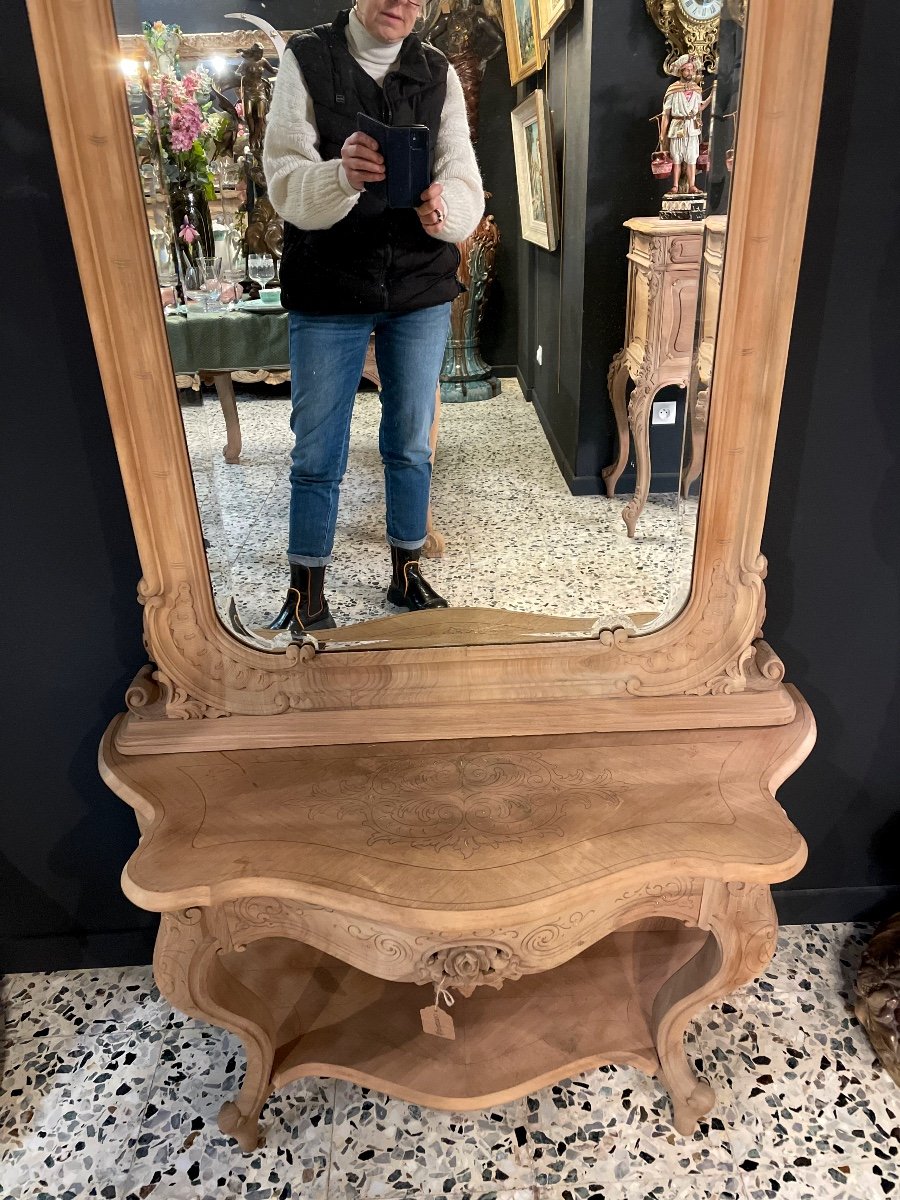 Grand Miroir Et Console Rocaille-photo-2