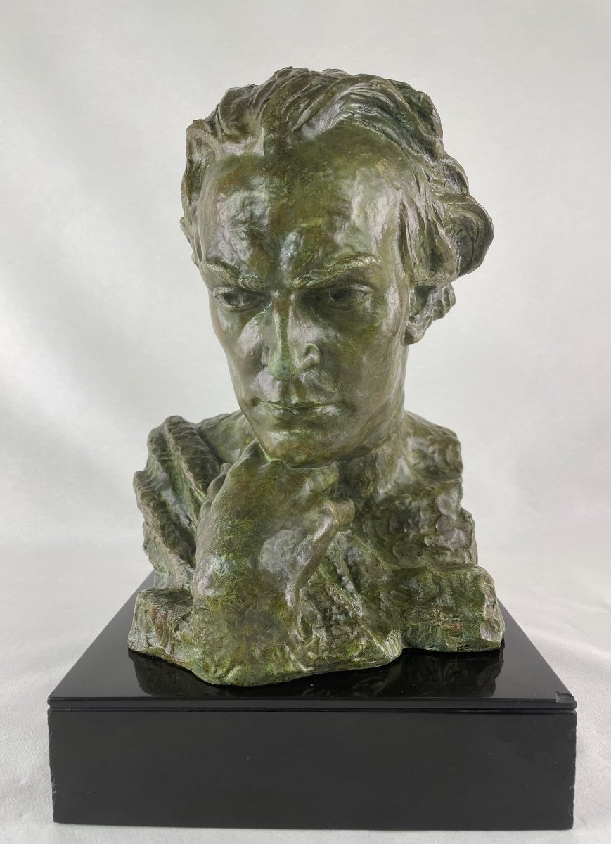 Sculpture Bronze Jean Mermoz signé-photo-3