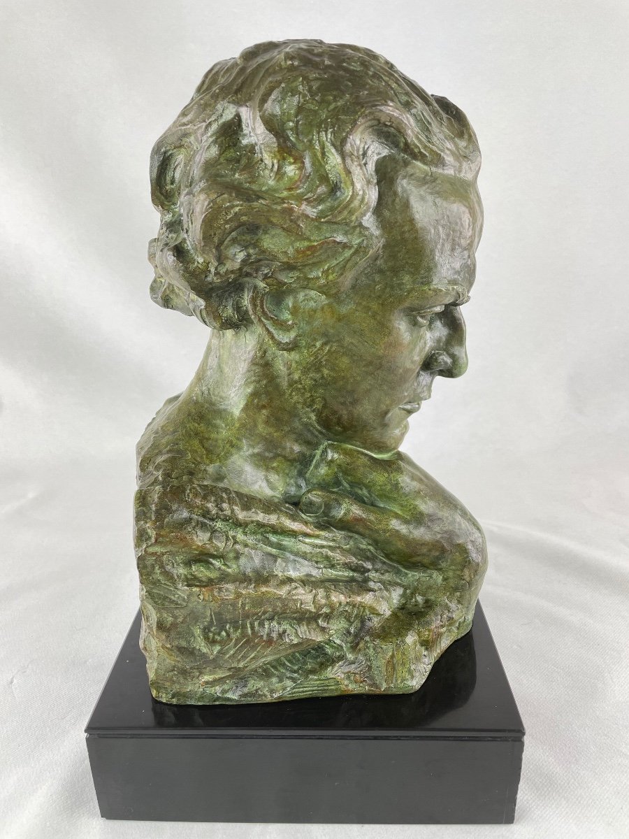 Sculpture Bronze Jean Mermoz signé-photo-4