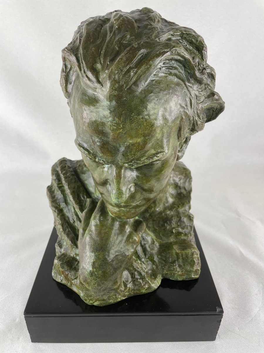Sculpture Bronze Jean Mermoz signé-photo-2