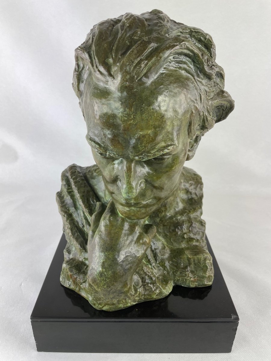 Sculpture Bronze Jean Mermoz signé-photo-4