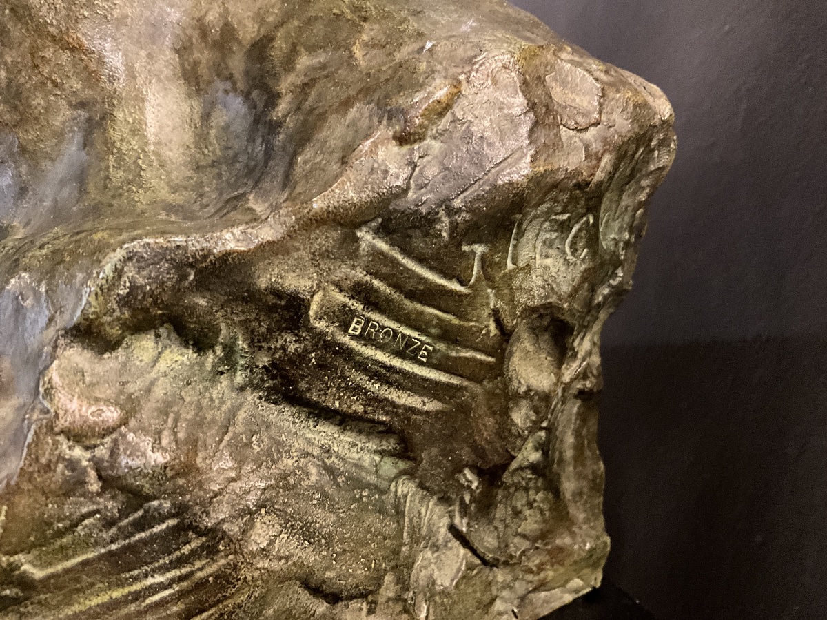 Sculpture Bronze Jean Mermoz signé-photo-7