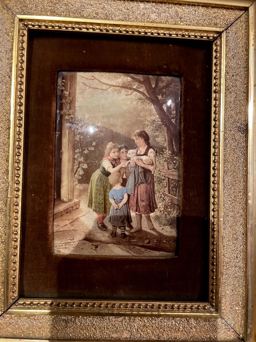 Pair Of Paintings Fixed Under Glass-photo-4