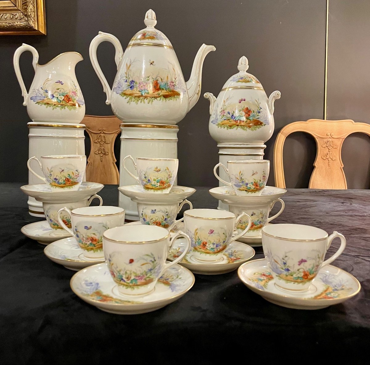 Bucolic Hand Painted Porcelain Coffee Service