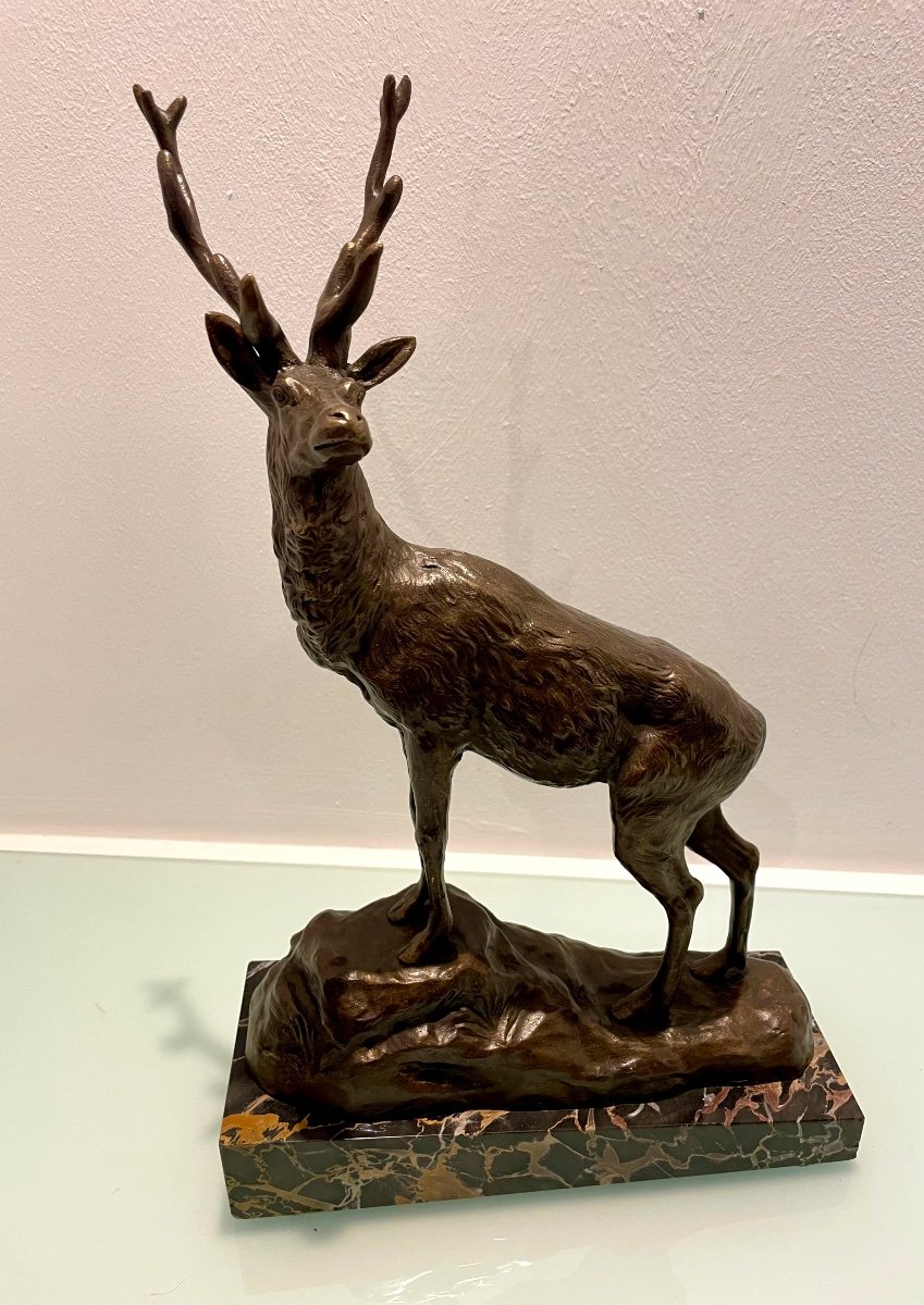 Sculpture Bronze Cerf Signé Delabrierre