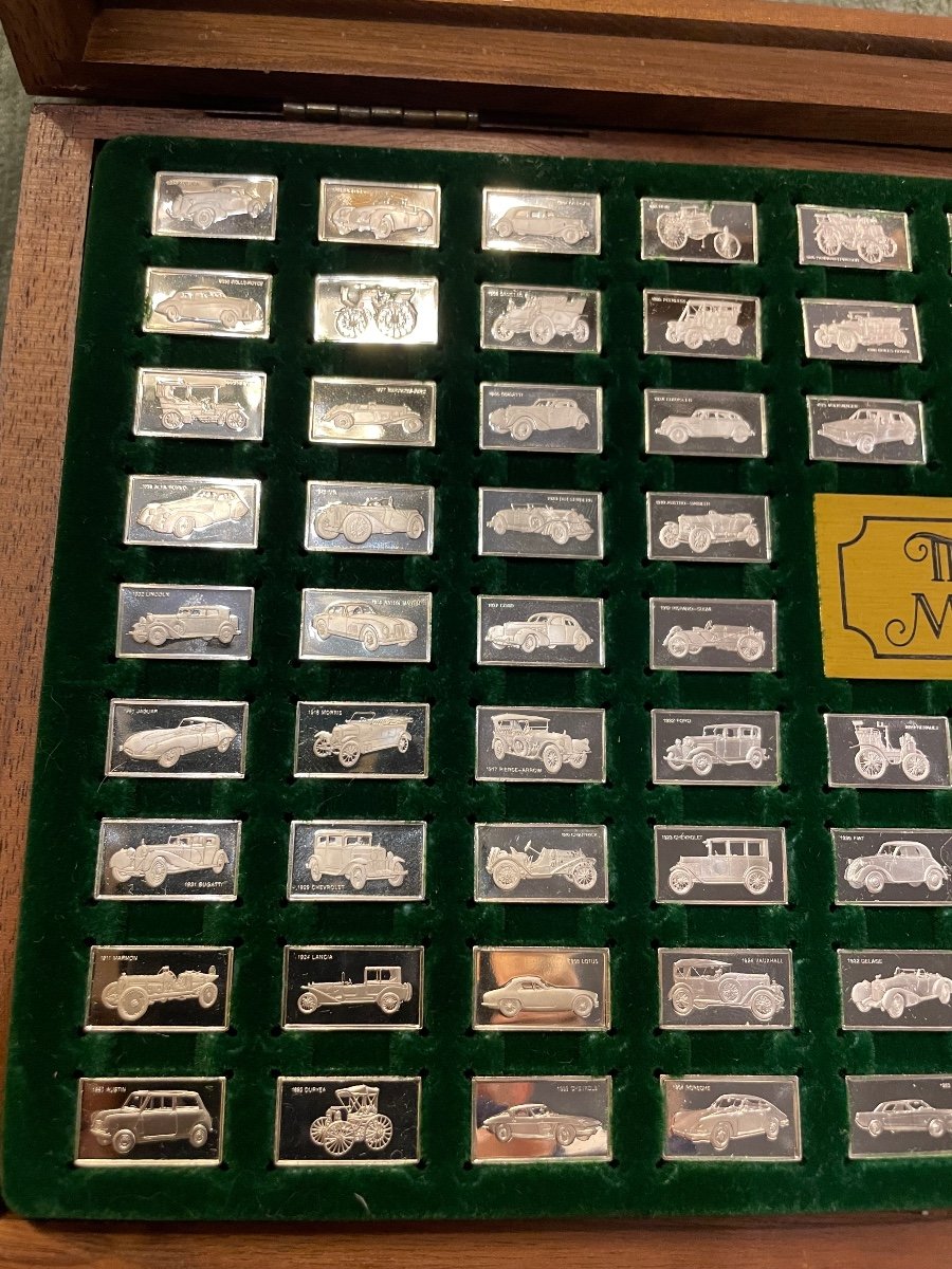 Franklin Mint Box 100 Mini Silver Bars Collectible Cars -photo-2