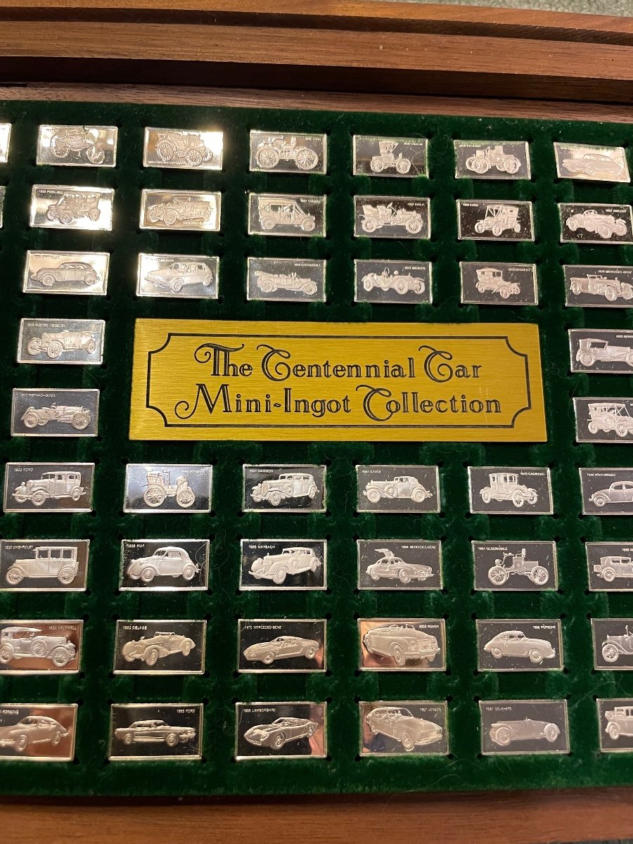 Franklin Mint Box 100 Mini Silver Bars Collectible Cars -photo-3