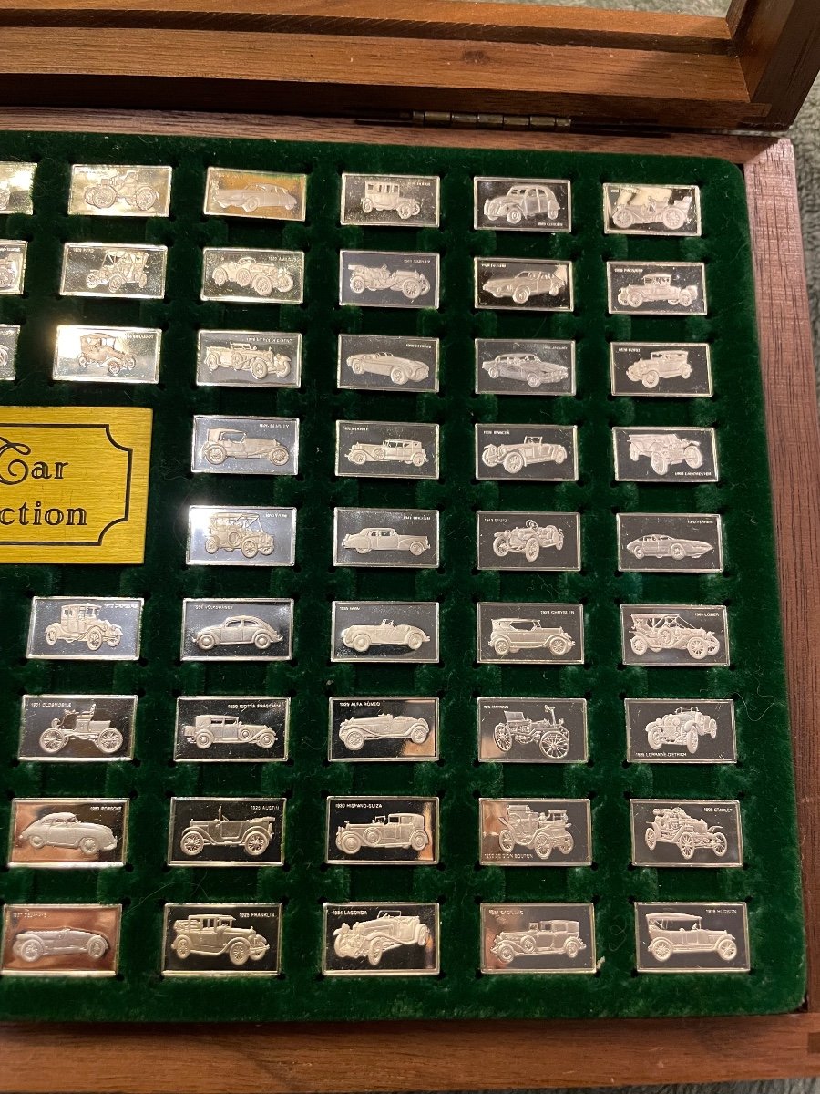 Franklin Mint Box 100 Mini Silver Bars Collectible Cars -photo-4