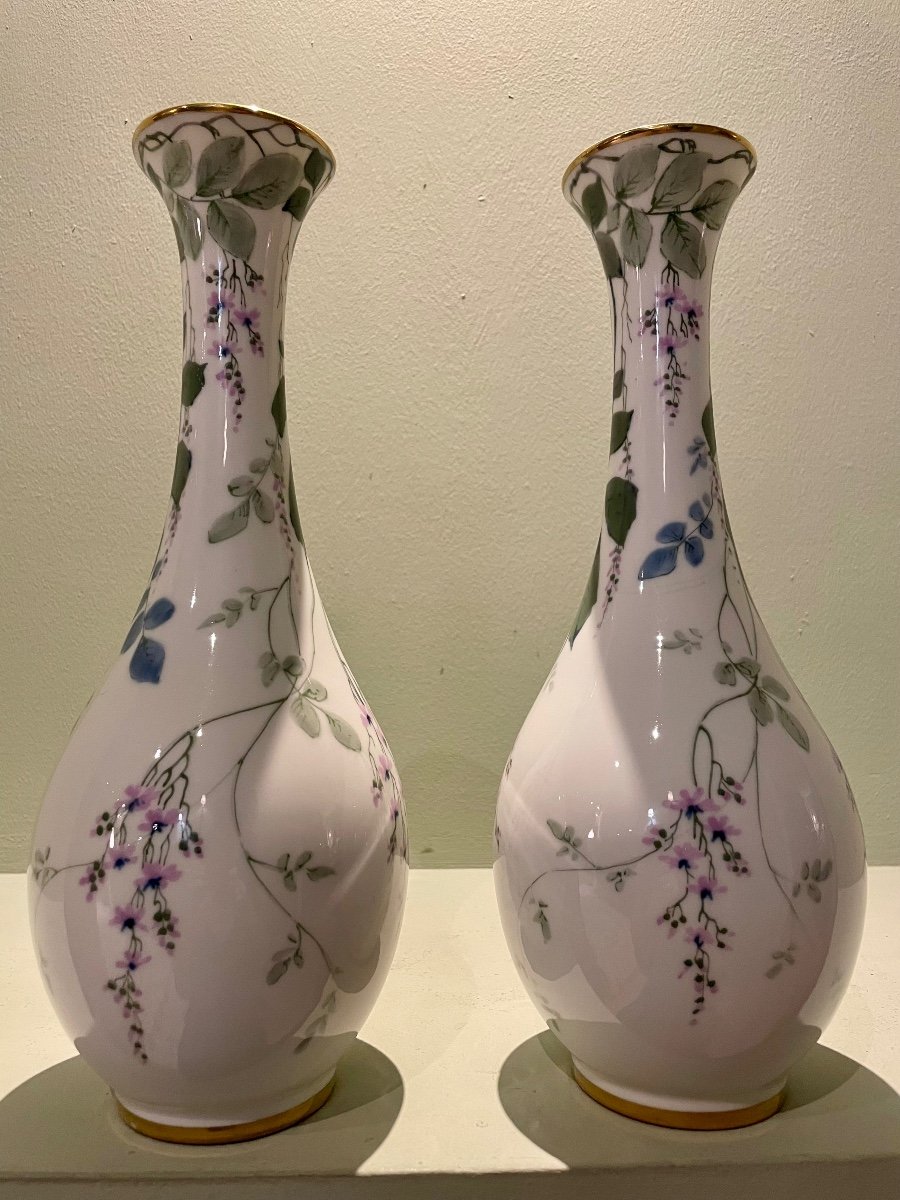 Paires De Vases Porcelaine Limoges Michelaud-photo-2