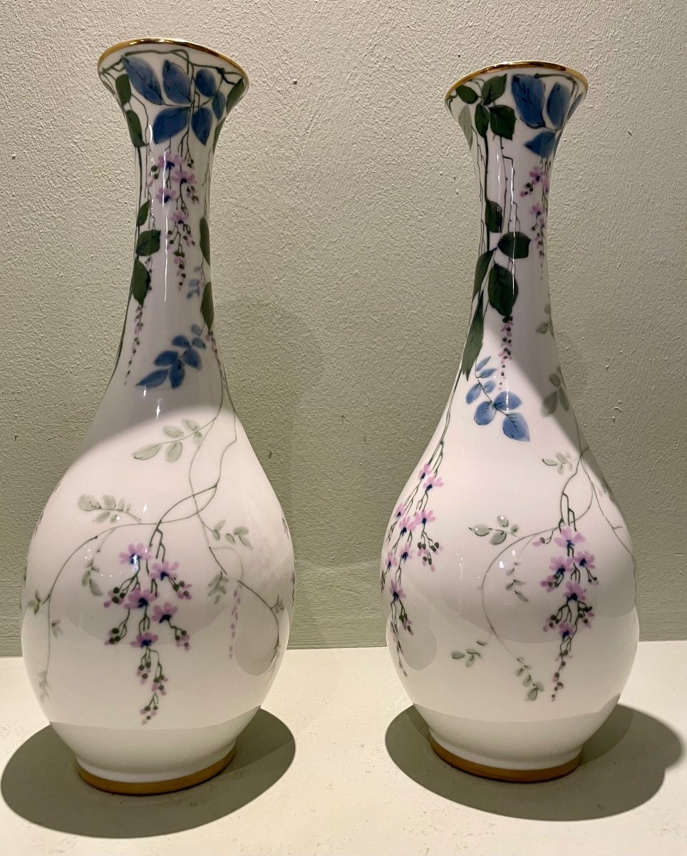 Paires De Vases Porcelaine Limoges Michelaud-photo-3