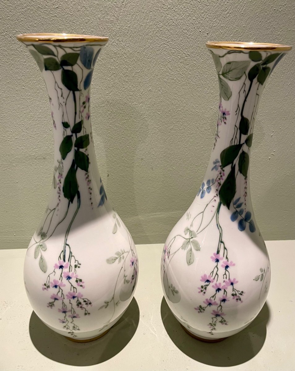 Paires De Vases Porcelaine Limoges Michelaud-photo-4