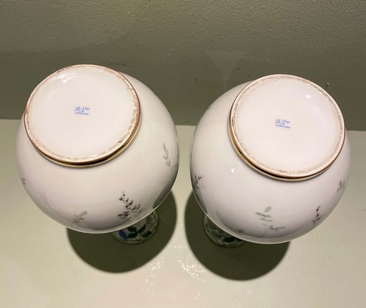 Paires De Vases Porcelaine Limoges Michelaud-photo-3