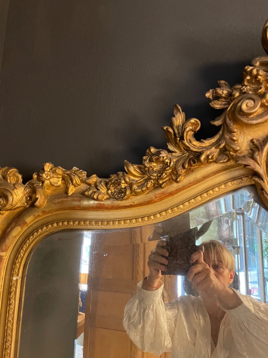 Large Rocaille Mirror Gold Leaf Height 190 Cm-photo-4