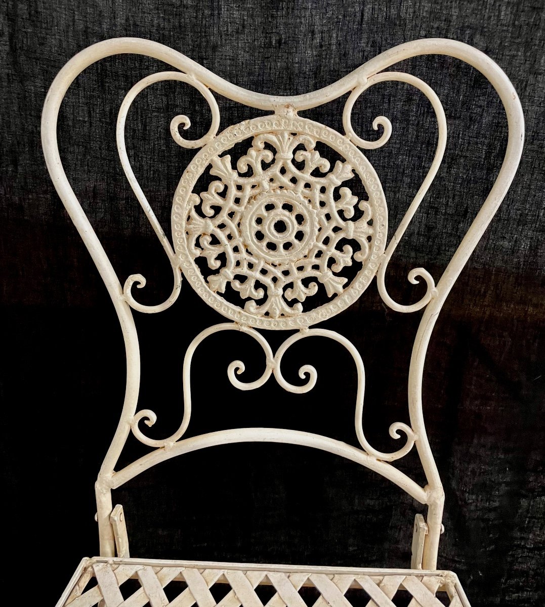 Paire De Chaises Haute pliante En Fer Forgé-photo-2