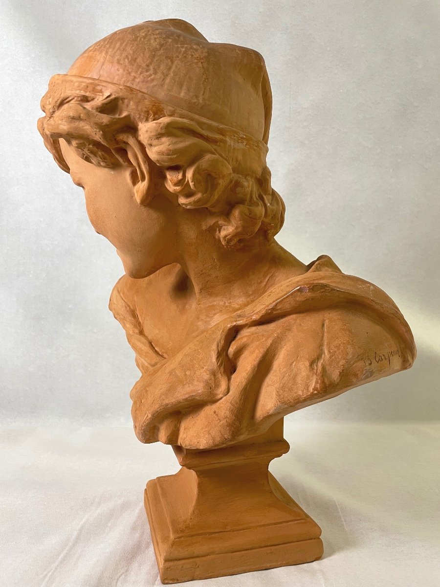Terracotta Bust Of The “laughing Neapolitan” Signed Carpeaux.-photo-1