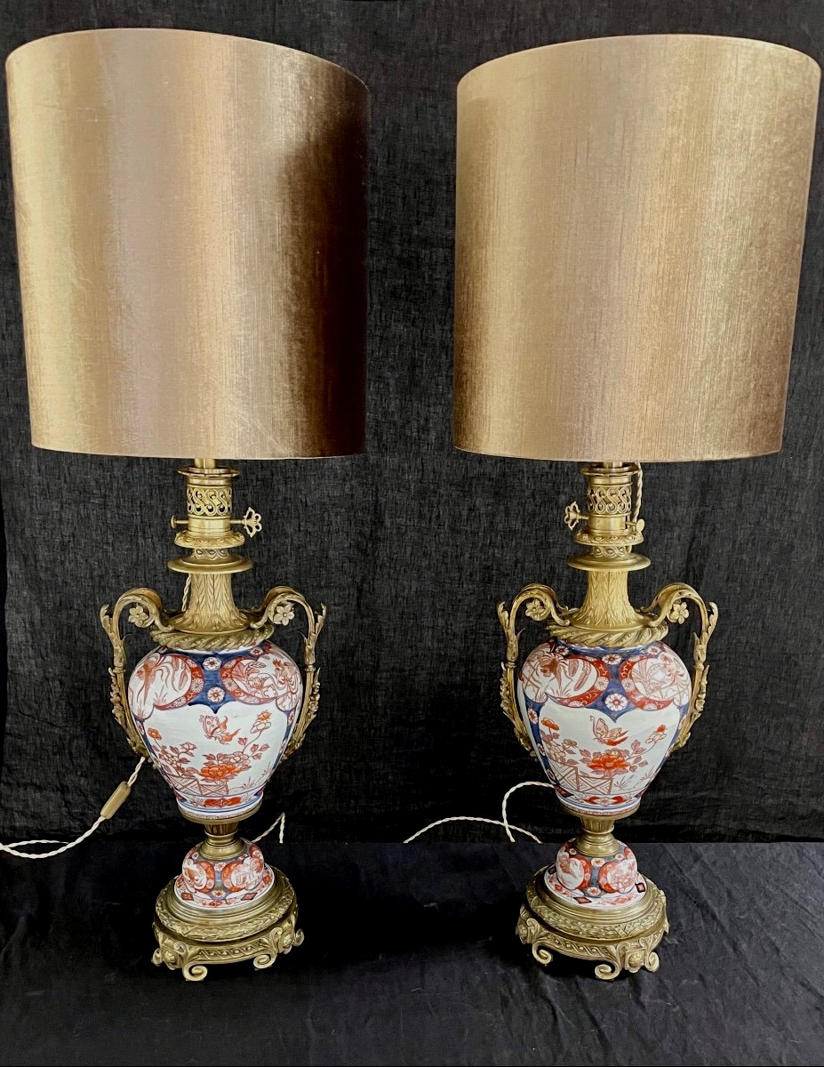Pair Of Large 19th Century Imari Lamps