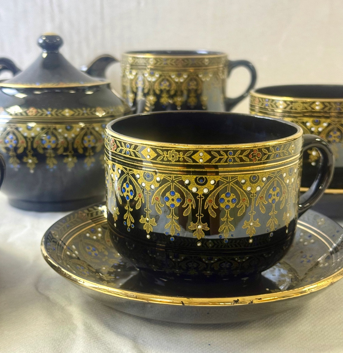 Service Chocolat Sarreguemines bleu nuit