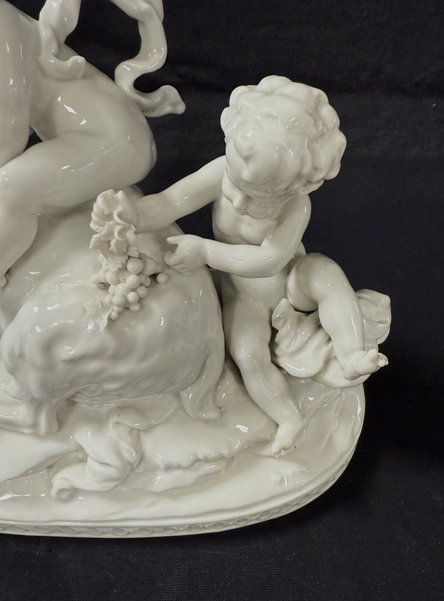 Capodimonte Sculpture Of Cherubs Playing With A Goat-photo-4