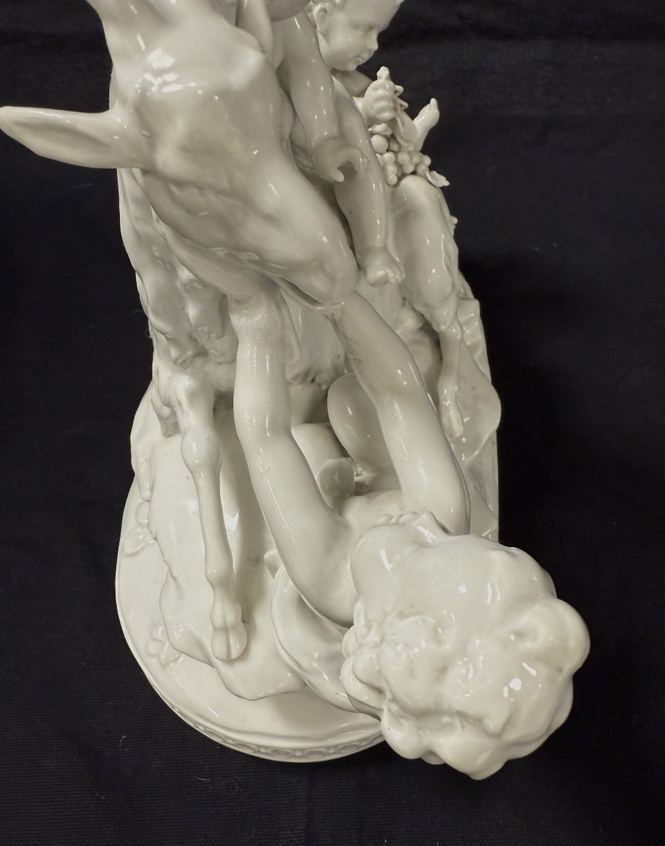 Capodimonte Sculpture Of Cherubs Playing With A Goat-photo-4