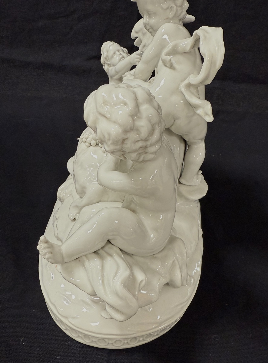 Capodimonte Sculpture Of Cherubs Playing With A Goat-photo-5
