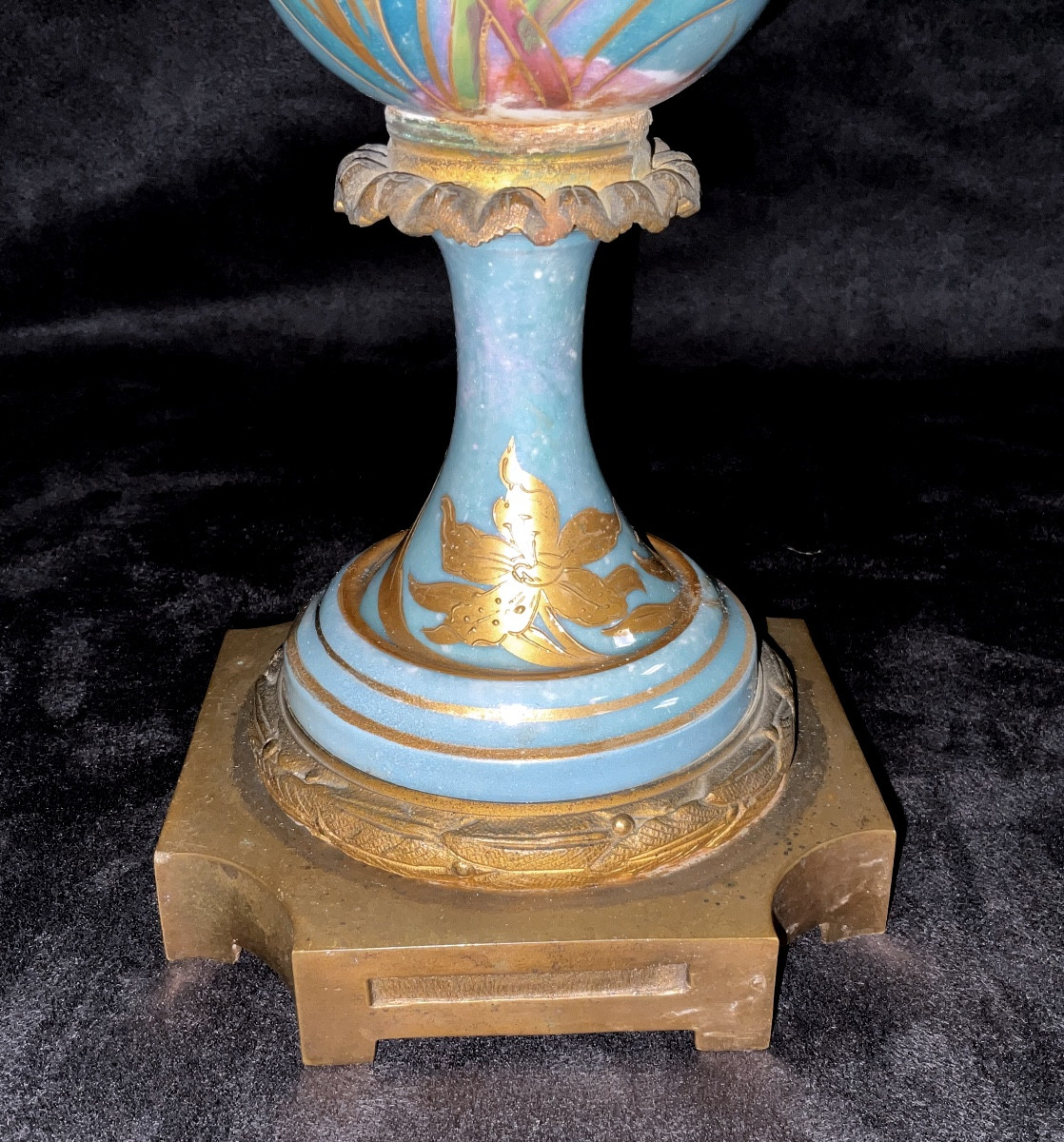 Vase Art Nouveau porcelaine et bronze Signé Sèvres-photo-6