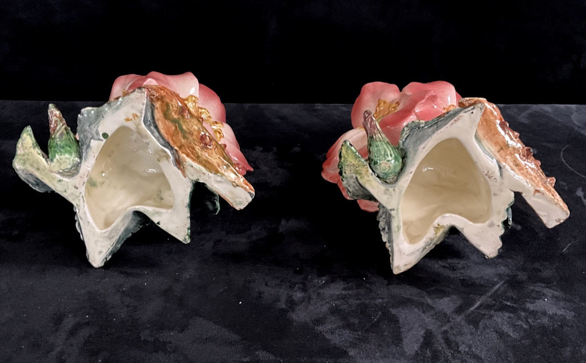 Pair Of Massier Rosehip Flower Vases-photo-1