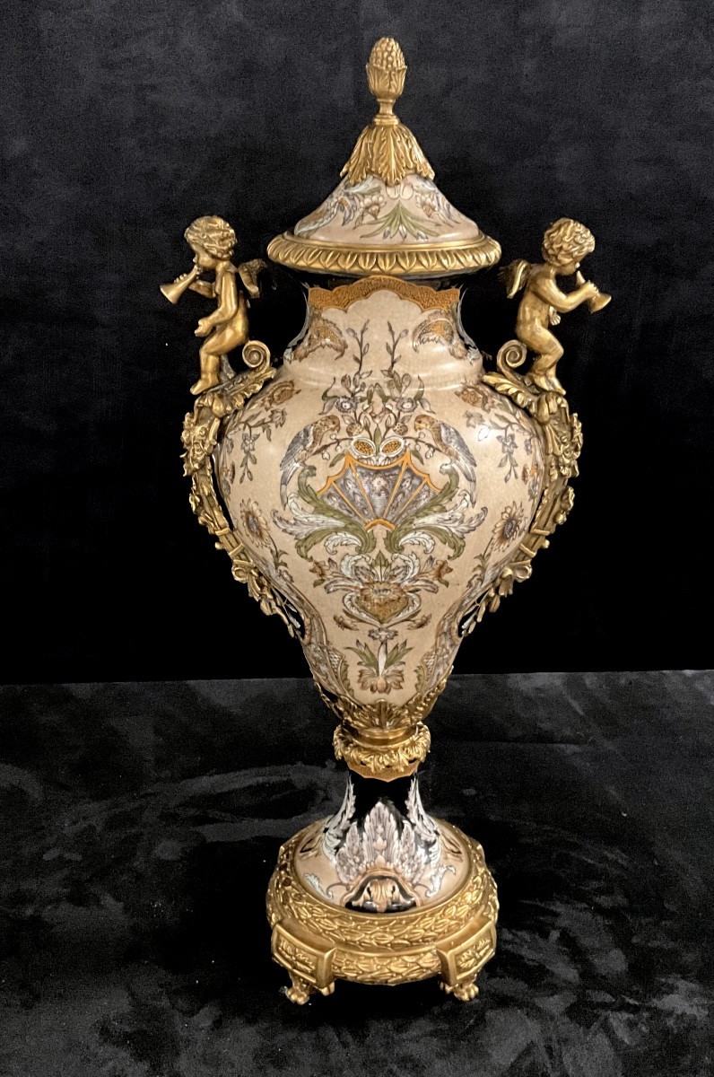 Grande Cassolette Bronze et Porcelaine Chinoise-photo-2