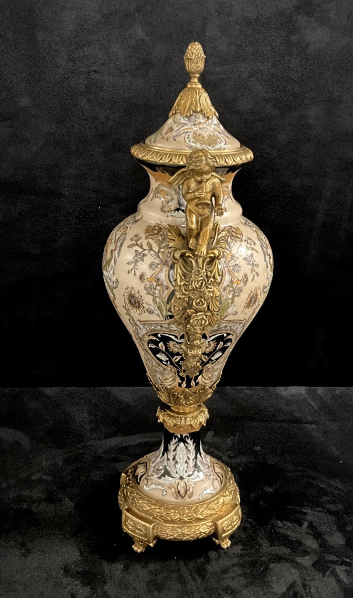 Grande Cassolette Bronze et Porcelaine Chinoise-photo-3