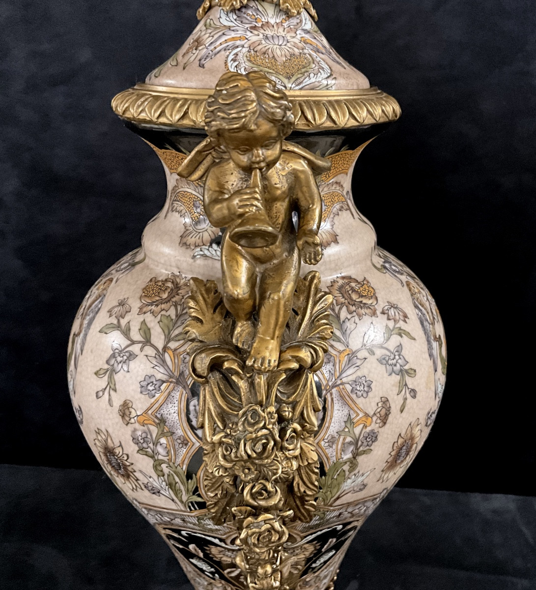 Grande Cassolette Bronze et Porcelaine Chinoise-photo-4
