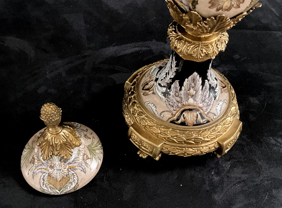 Grande Cassolette Bronze et Porcelaine Chinoise-photo-2