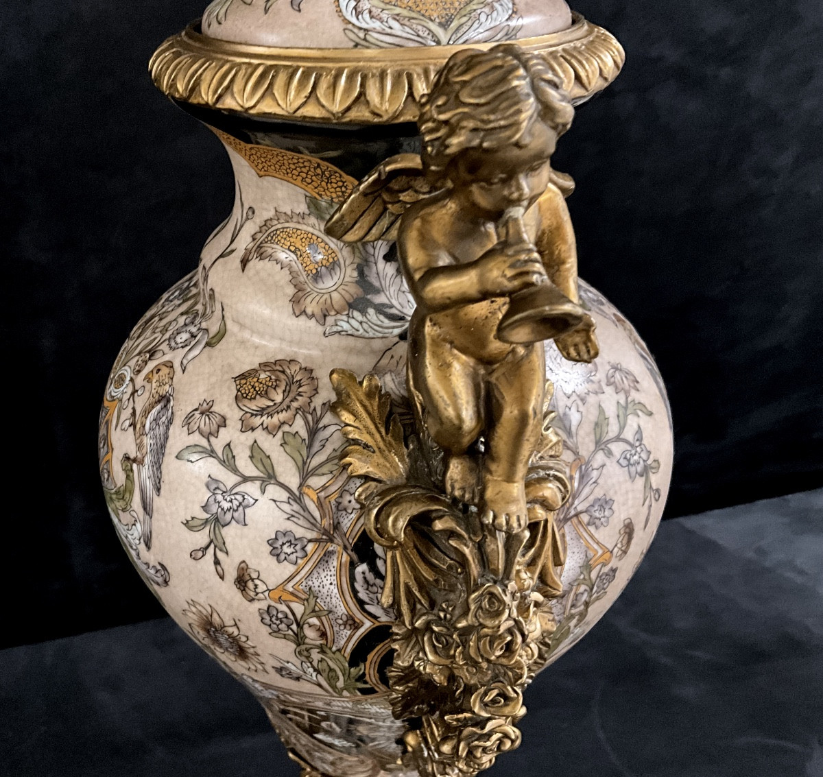 Grande Cassolette Bronze et Porcelaine Chinoise-photo-8