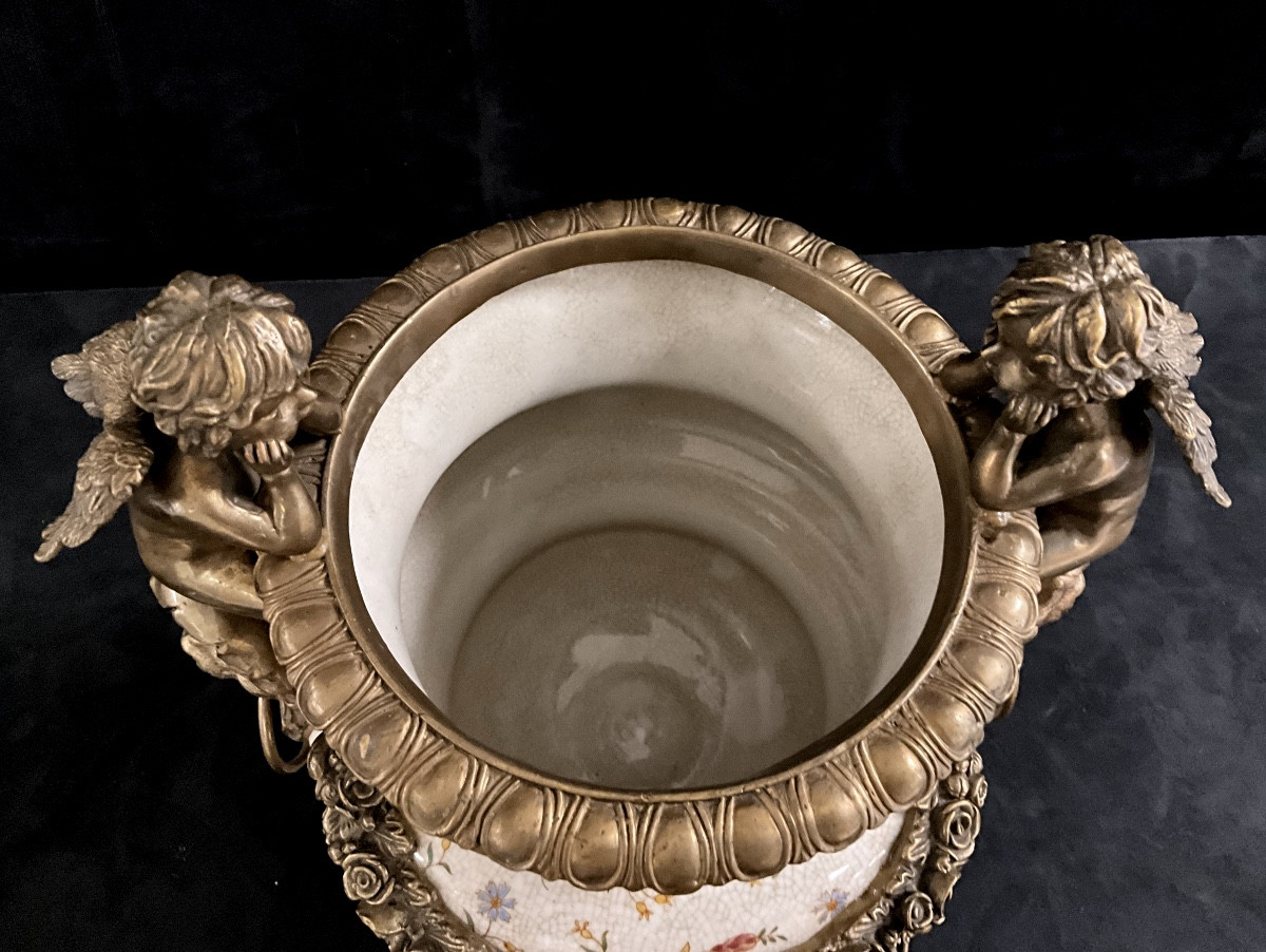 Porcelain And Bronze Incense Burner-photo-2