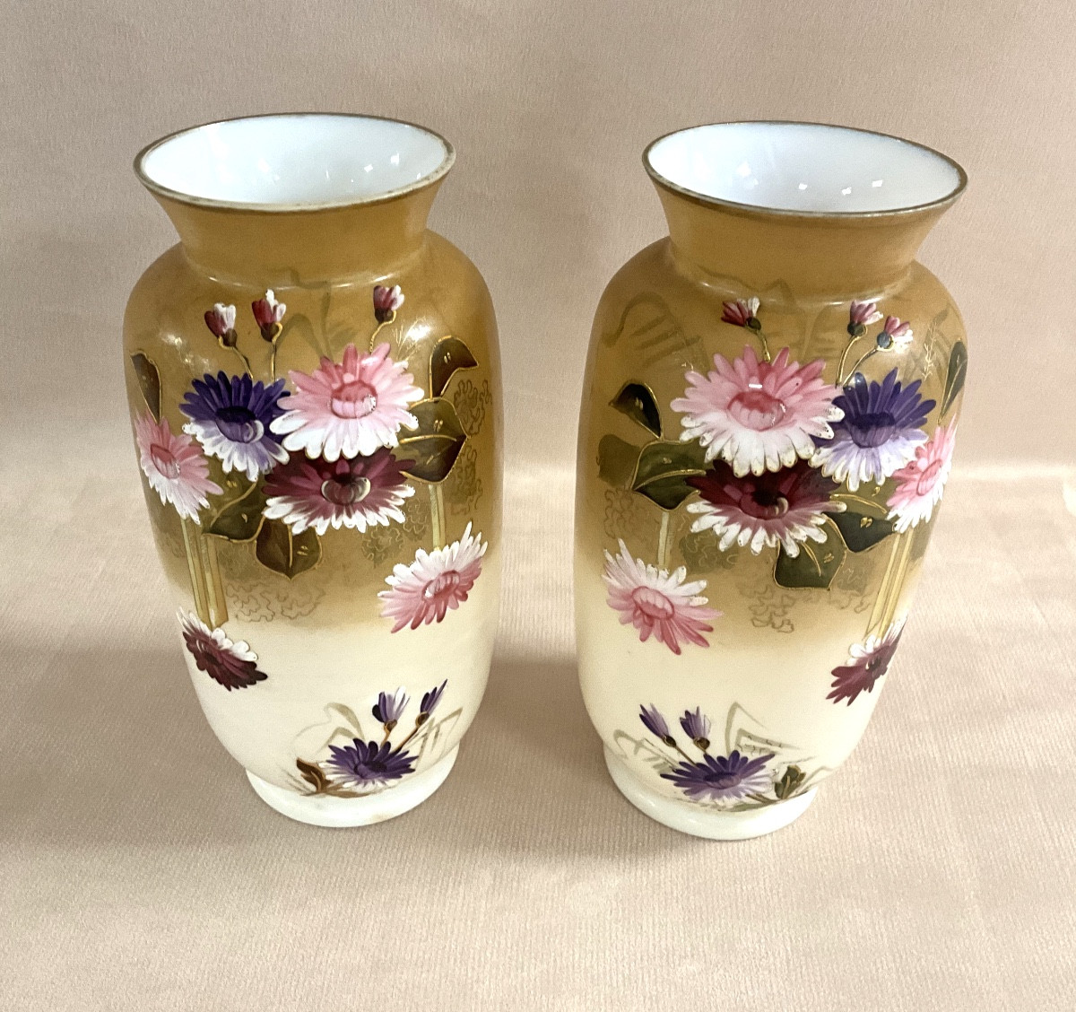 Paire de Vases Opaline Art déco-photo-2