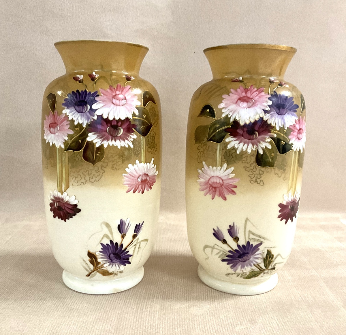 Paire de Vases Opaline Art déco