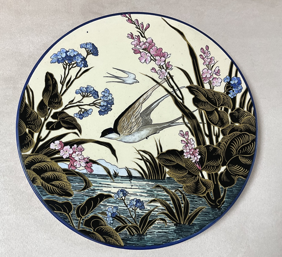 Grande Assiette Sarreguemines Majolique-photo-4