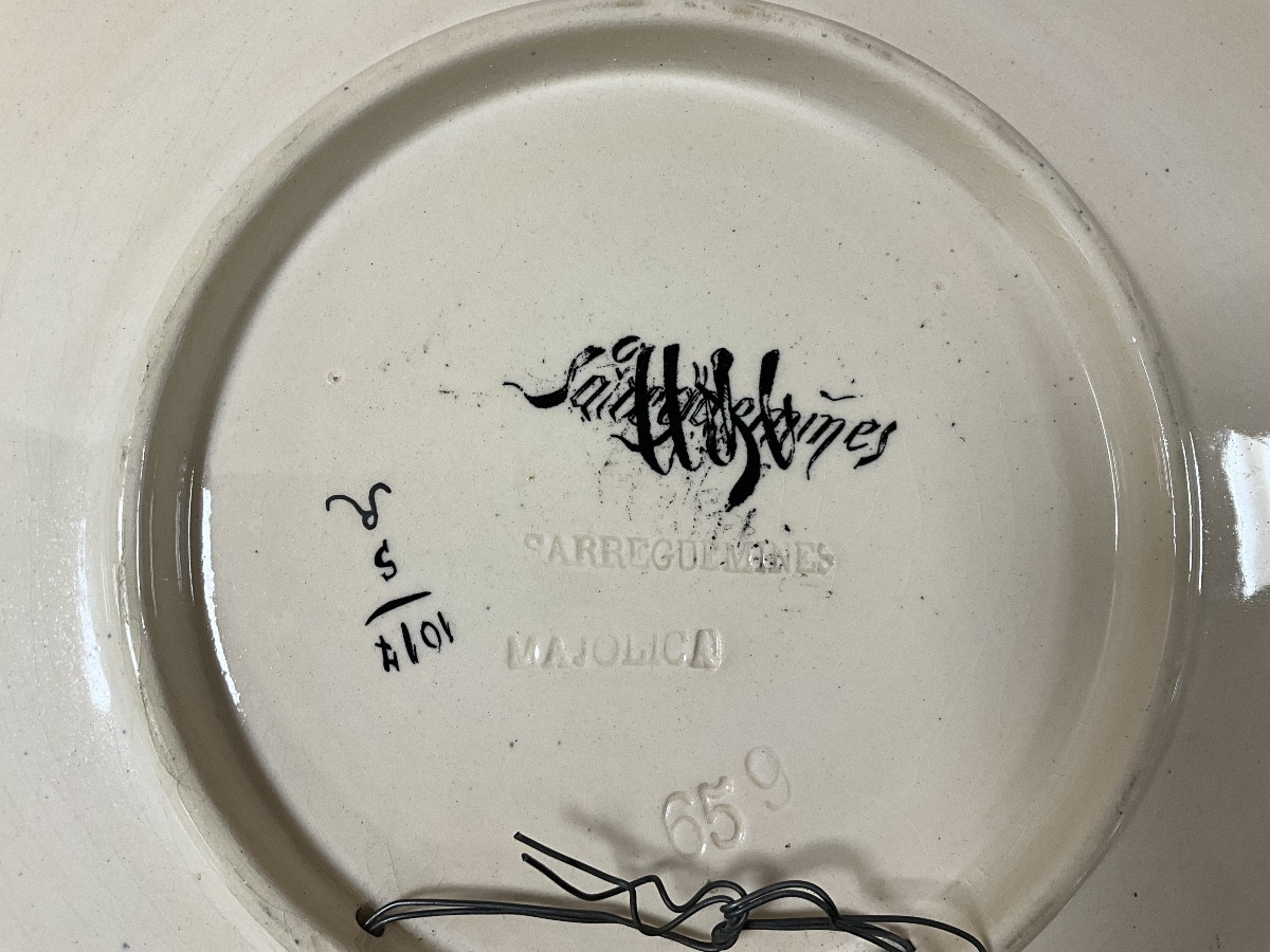 Grande Assiette Sarreguemines Majolique-photo-3