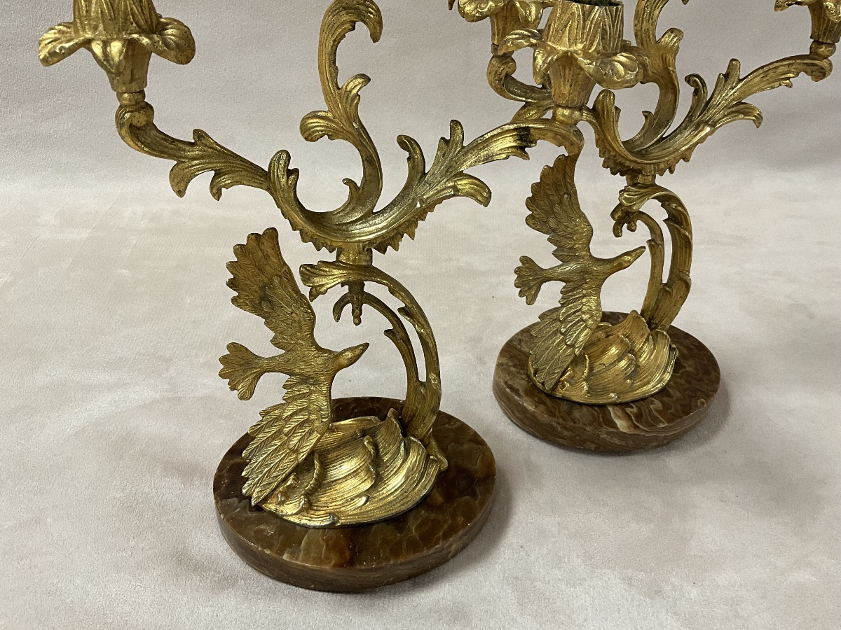 Pair Of Candelabra With Onyx Bases-photo-4