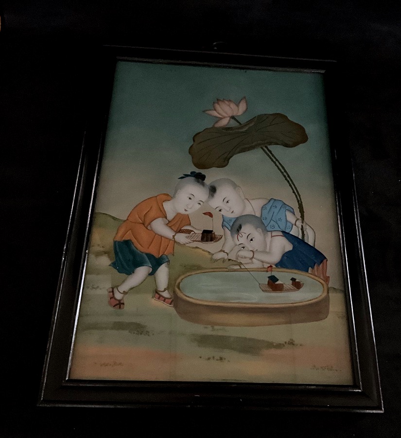 Tableau fixé sous verre Chinois