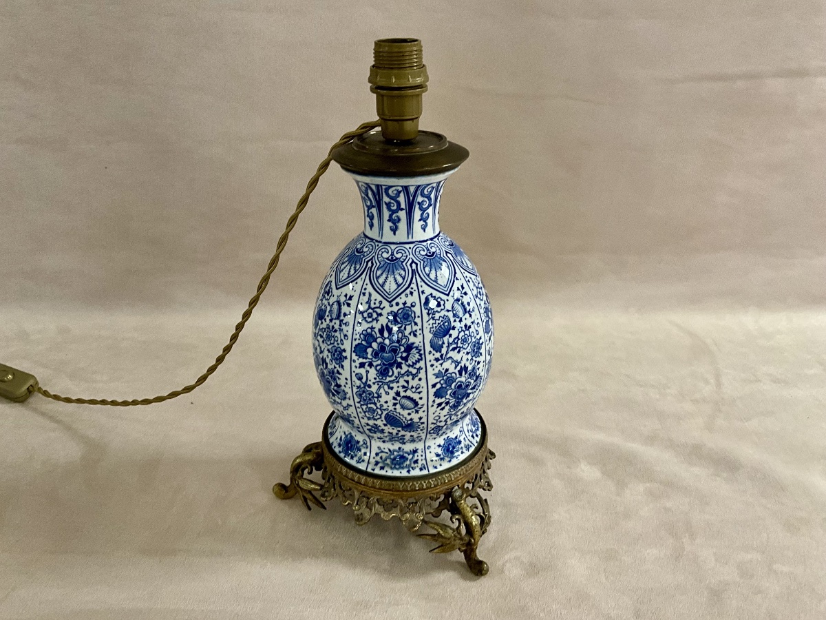 Petite Lampe Porcelaine monture en Bronze-photo-1