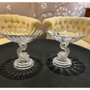 Pair Of Baccarat Cups With Dolphins