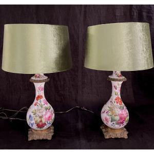 Pair Of Napoleon III Porcelain Lamps