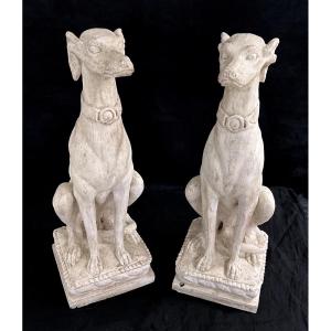 Pair Of Greyhounds, Height 89 Cm