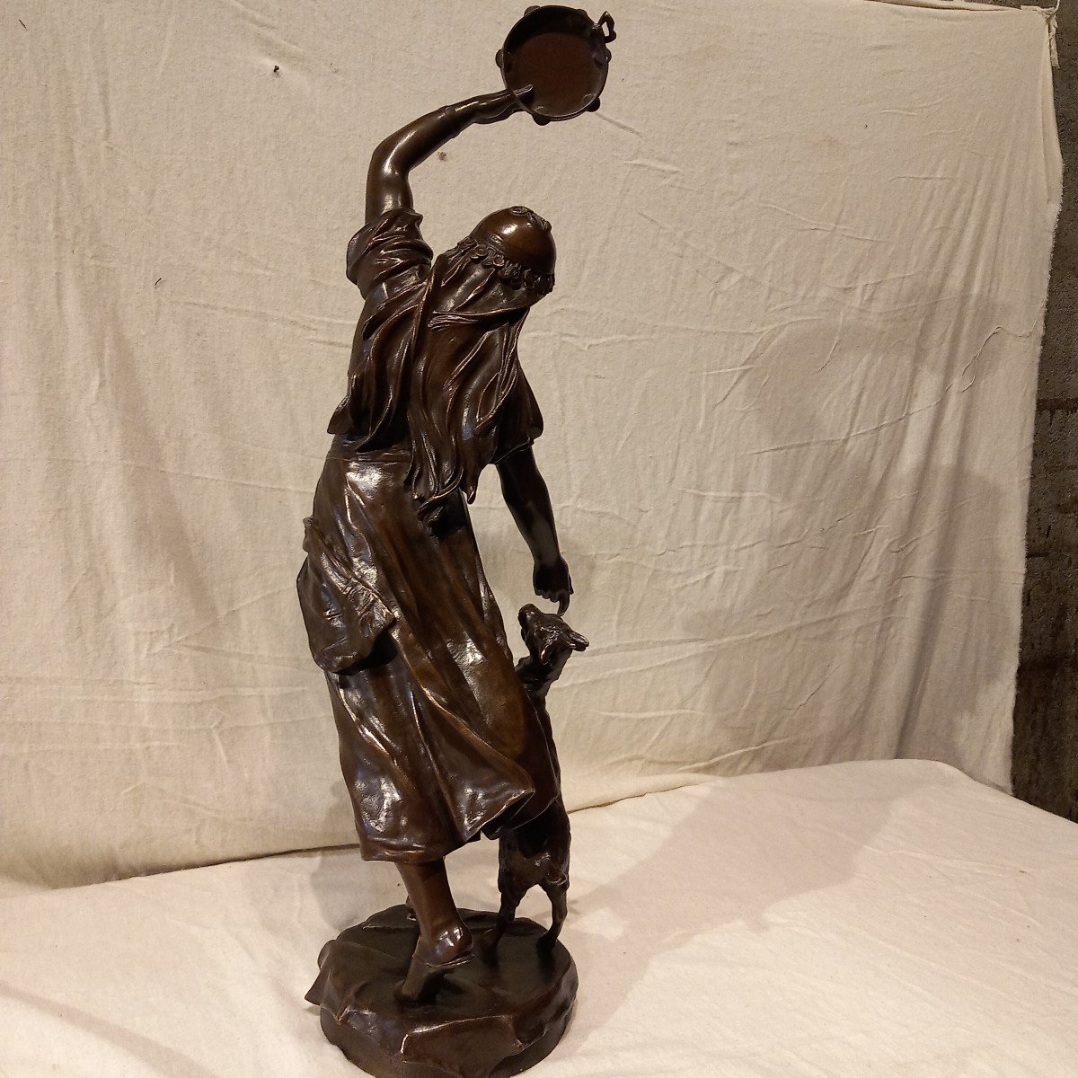 "Esméralda et sa chèvre " bronze de Eugène MARIOTON. -photo-3
