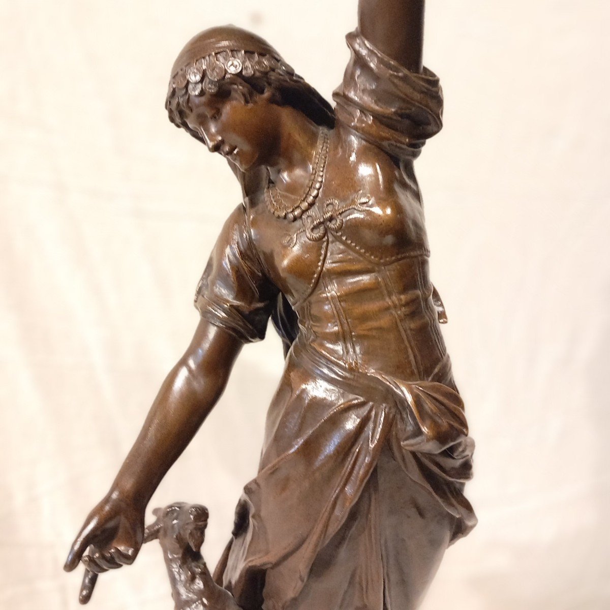 "Esméralda et sa chèvre " bronze de Eugène MARIOTON. -photo-4