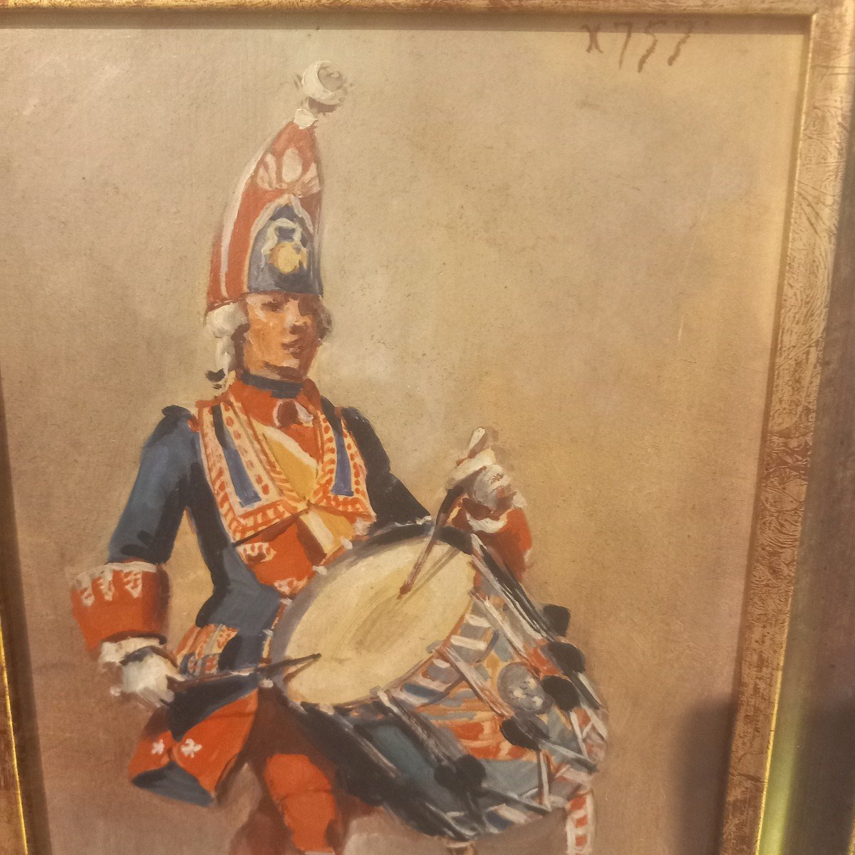 Small Oil Pasted On Panel: "the Drum Major", Signed N. Wibault.-photo-2