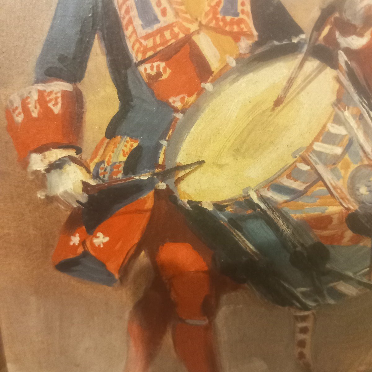 Small Oil Pasted On Panel: "the Drum Major", Signed N. Wibault.-photo-4