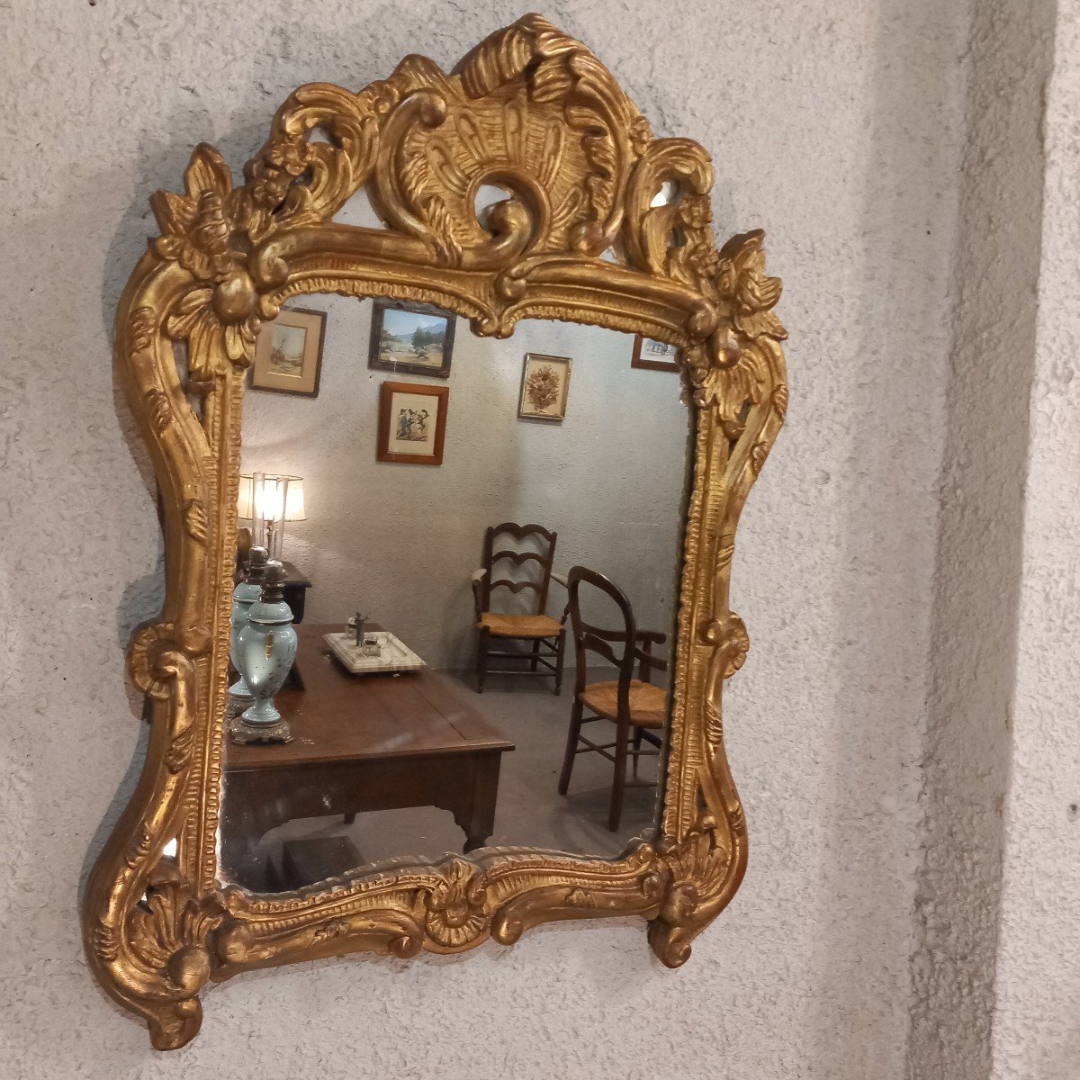 Regency Mirror, Gilded Wood, 18th Century.-photo-3