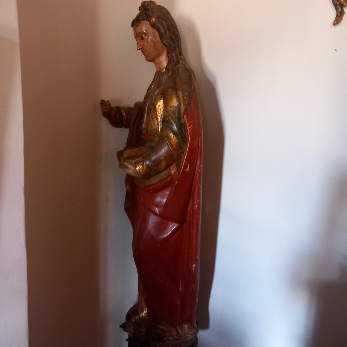 Grande 'Vierge au missel' bois sculpté, polychromé et doré. Provence époque milieu 18ème.-photo-2